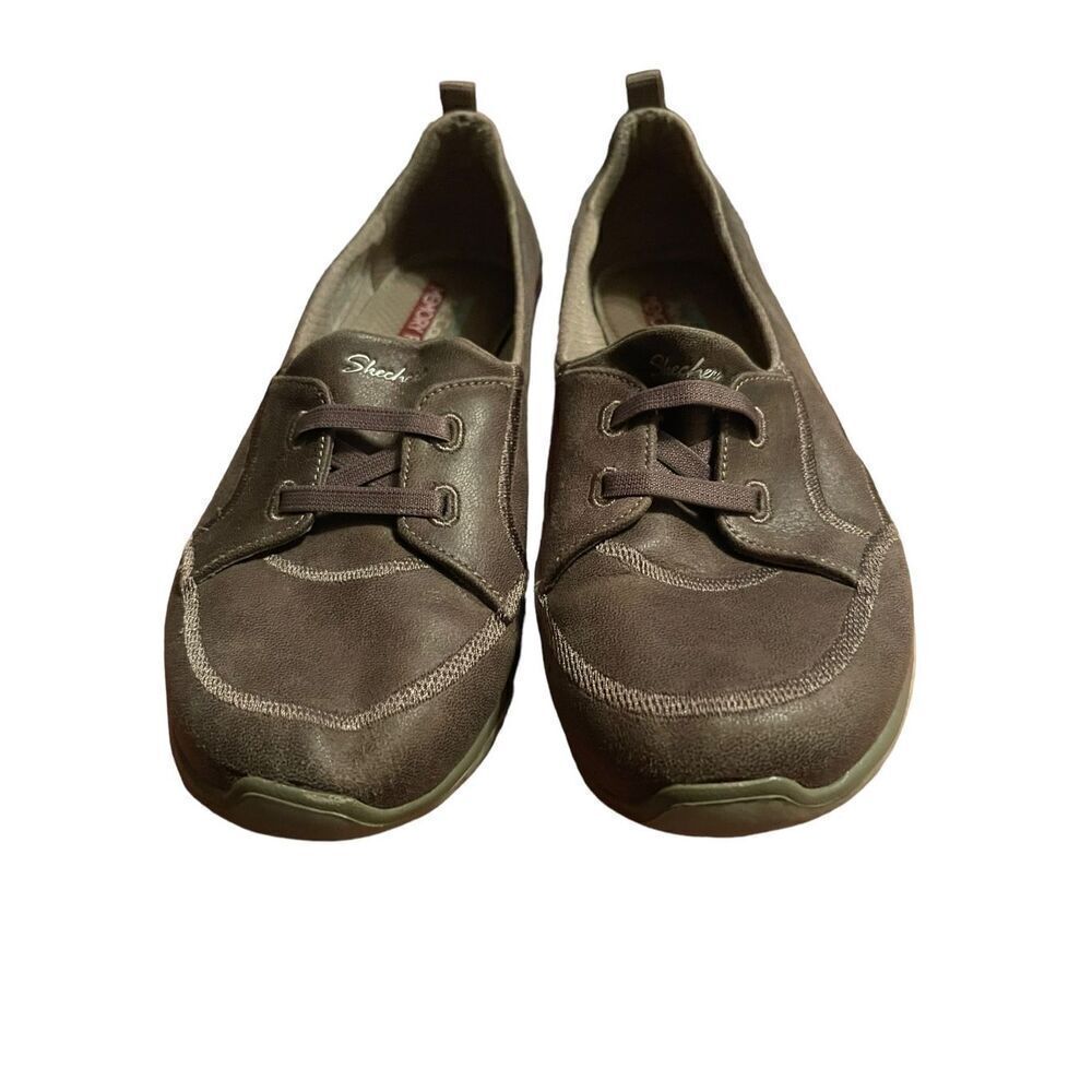 Skechers Womens Gray Wide Fit Aircooled Memory Foam Slip On Sneakers Size 10